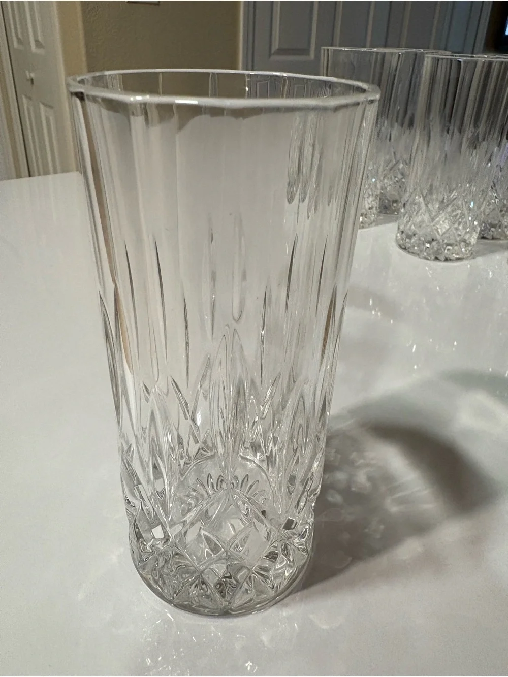 Faceted Clear Glass Tumbler - Elegant Cut Design